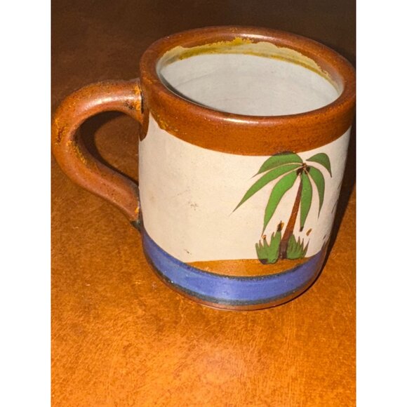 Handcrafted Mazatlan Ceramic Mug With Dolphin & Palm Tree Design - Picture 2 of 6